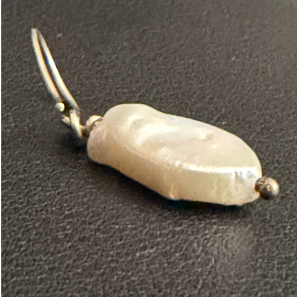 Sterling Silver Baroque Pearl Earrings Drop Dangle - Picture 3 of 7